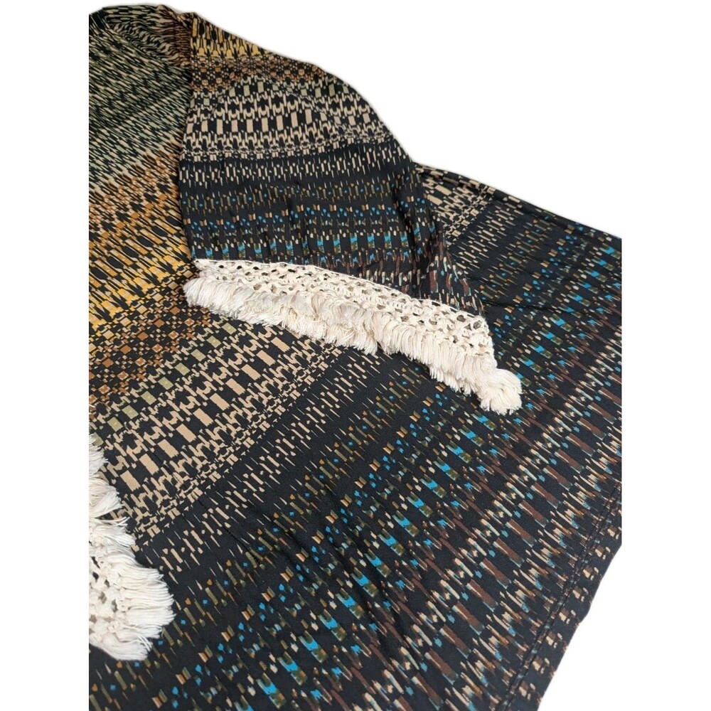 Melissa Paige Boho Geometric Print Top Large Crochet Fringe Bell Sleeve... - Picture 13 of 15